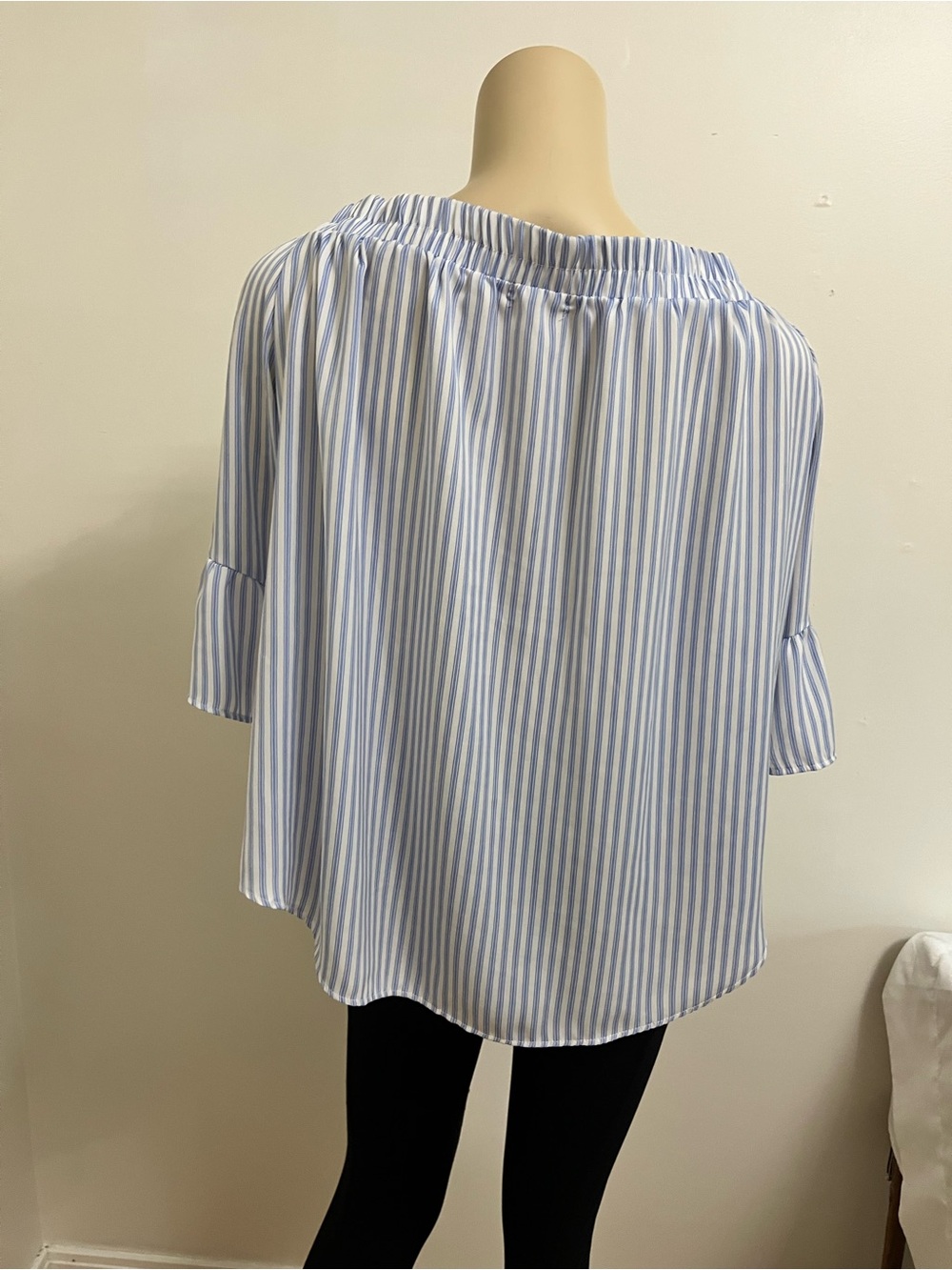 Ardene Blue and White Striped Off-Shoulder Blouse - Picture 2 of 2